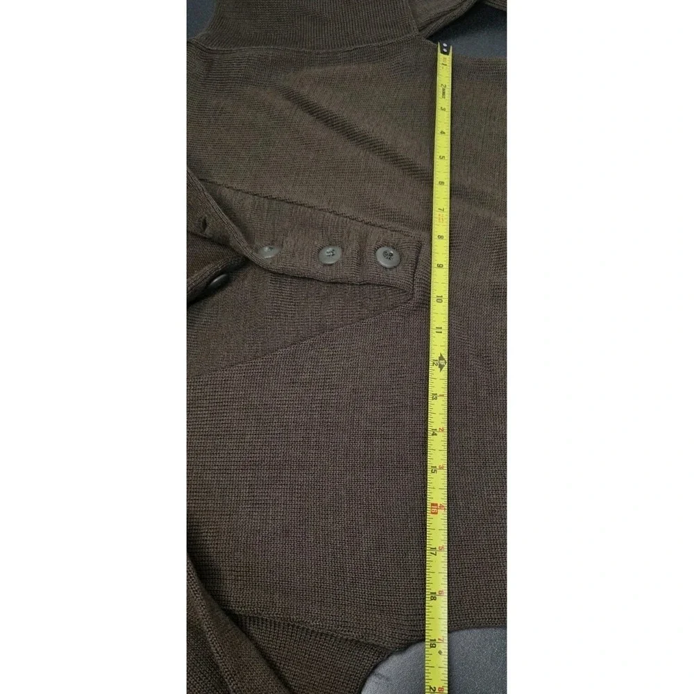 Vintage‎ Army Sweater Shirt Men L 100% Wool 5 Button Military Henley Brown USA